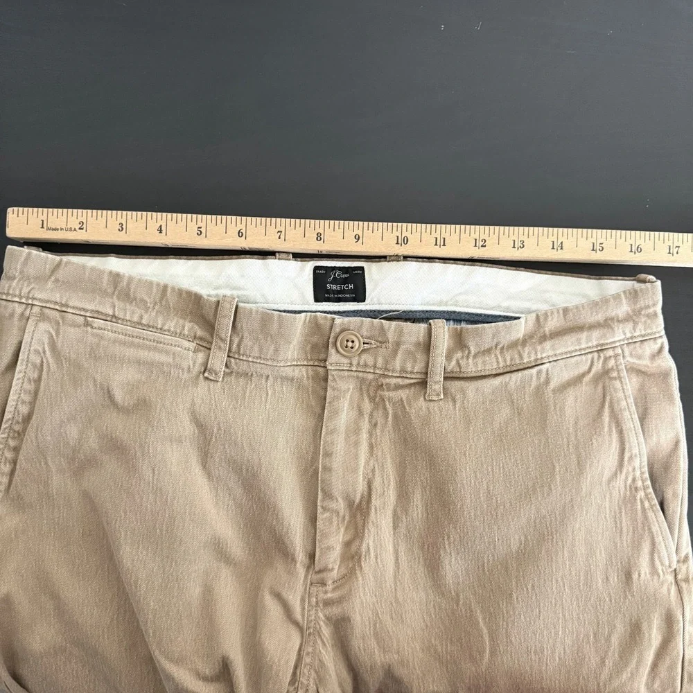 J.Crew 484 Slim-Fit Chino Pants Mens 33X32 Tan Brown‎ Stretch Classic Straight
